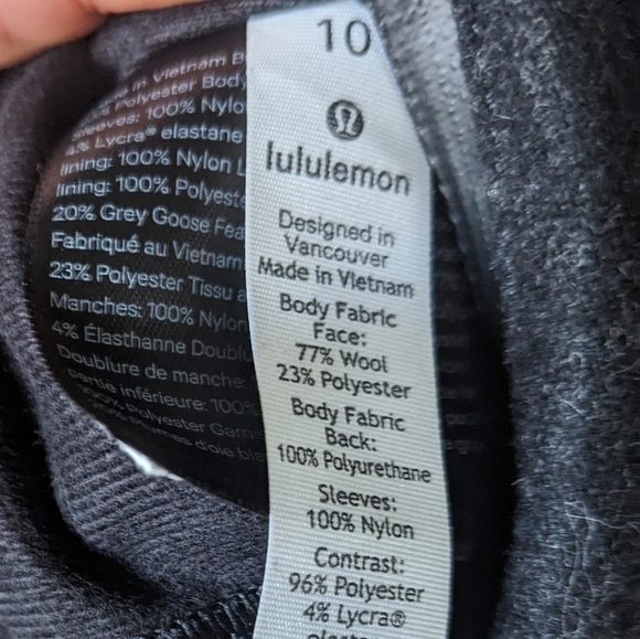 NWOT Lululemon Roam Far Wool Bomber Black Heathered Black Size 10 - Picture 12 of 14